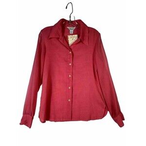 Vtg Kathleen Arnold Pink Blouse Top‎ Shirt Size 12 Classic Disco Seventies 70’s